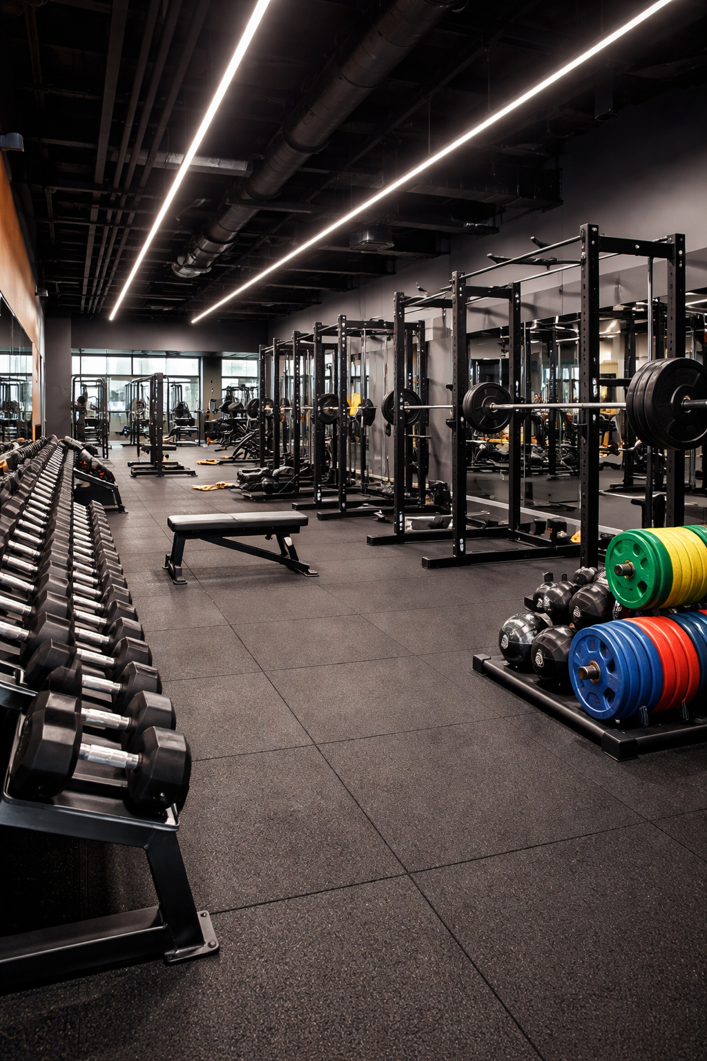 Gym equipment inside the studio