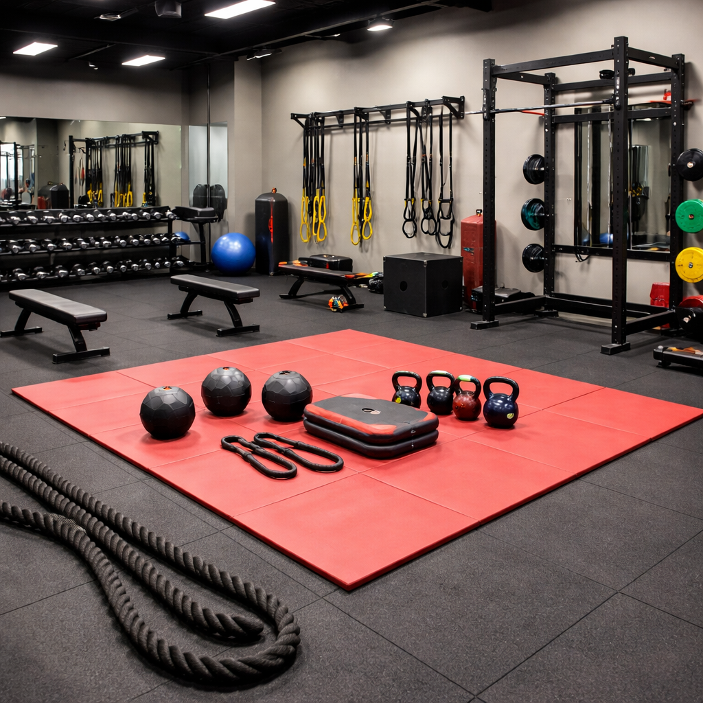 Row of gym exercise machines