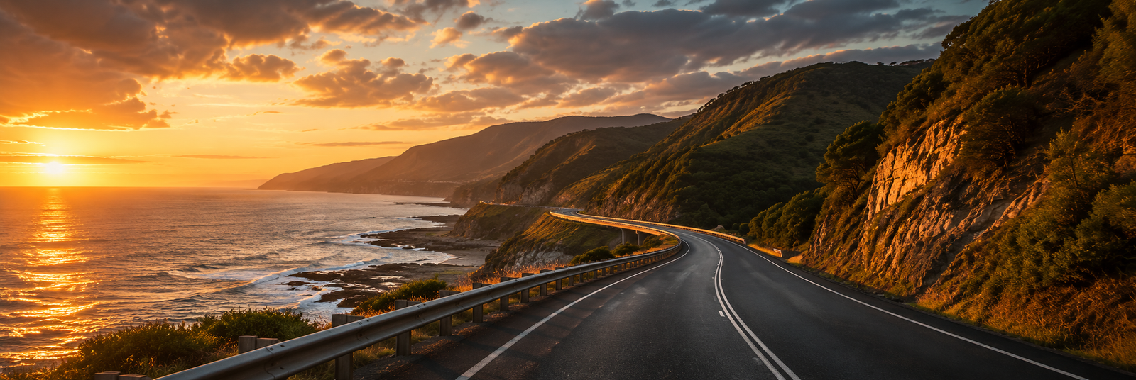 Cliffside coastal road along Cape Patton, Great Ocean Road, Australia