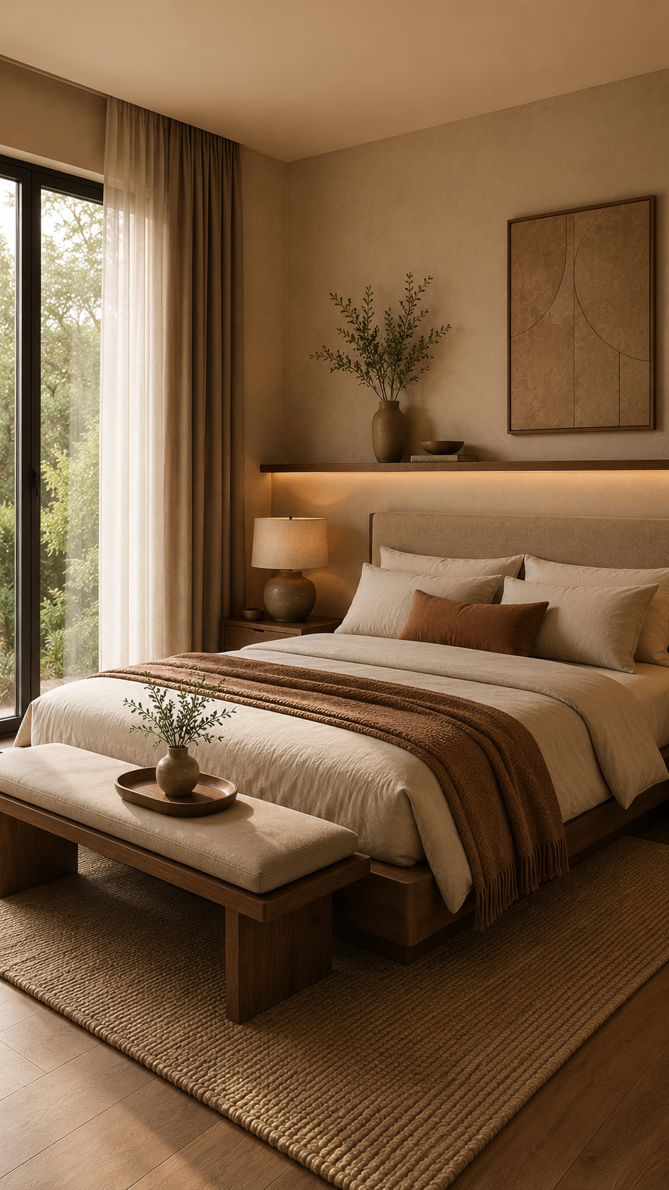 The Marlow Bed with plush upholstered frame