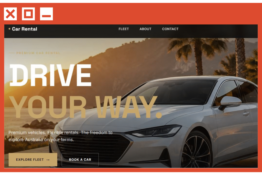 Responsive car hire website template with rental services and contact us detail