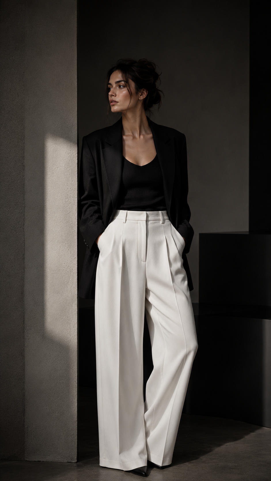 Monochrome editorial styling.