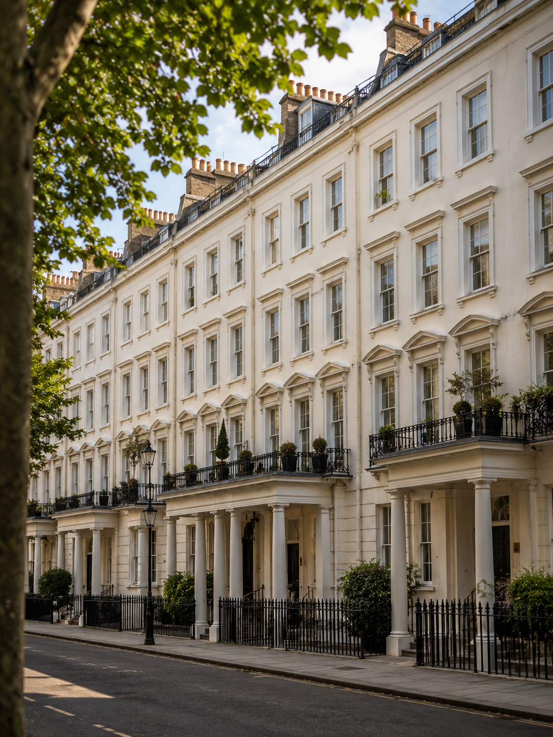 Elegant Georgian terraced townhouses in London