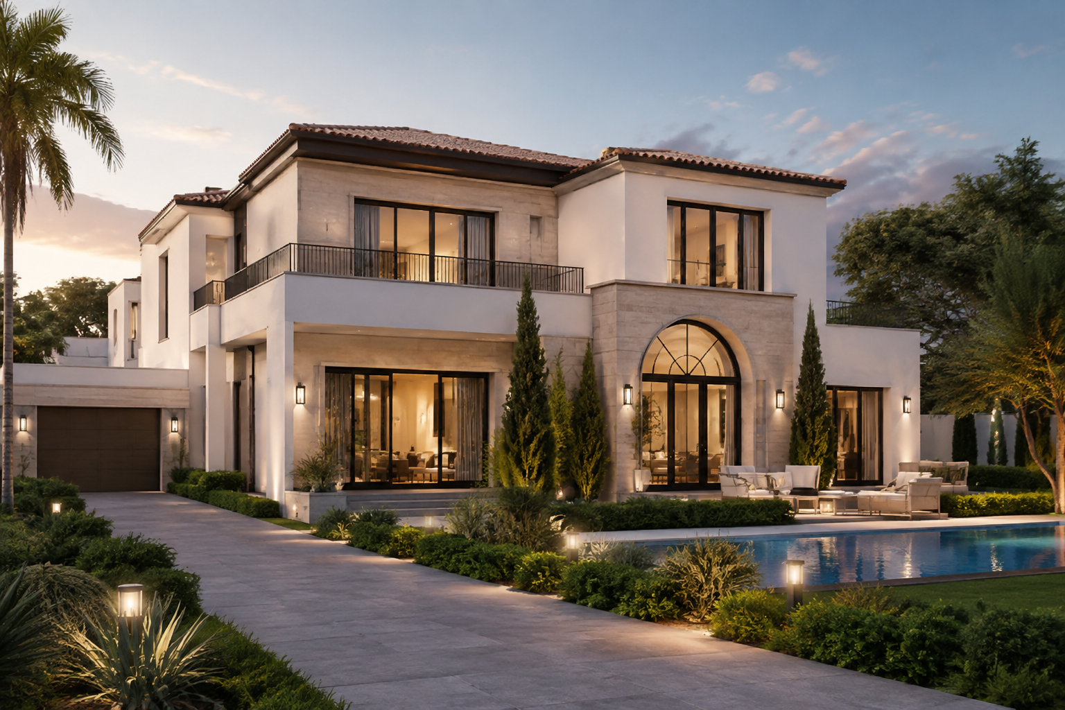 Villa with private swimming pool surrounded by gardens