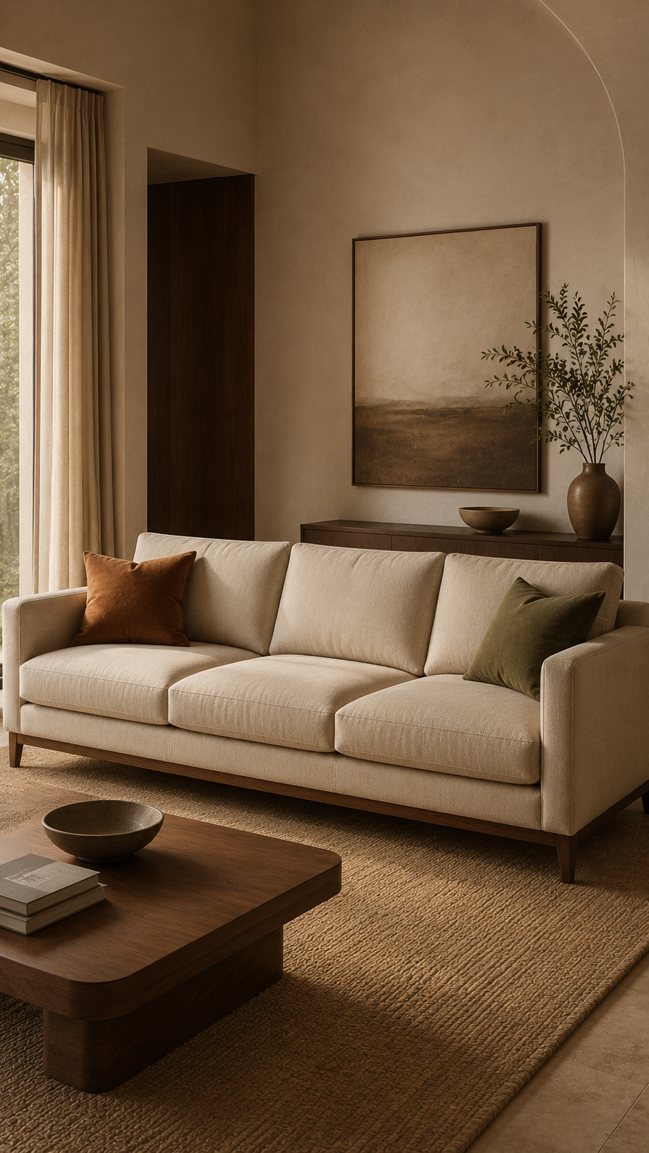 The Sedge Sofa in beige leather