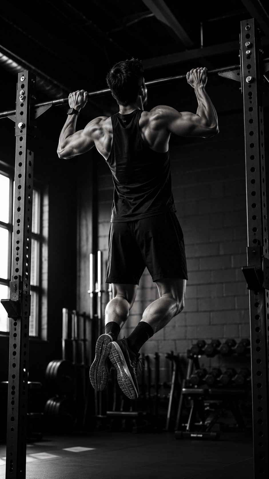 Athlete training with focus inside the gym