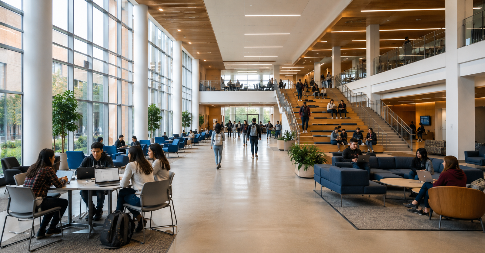 Sunlit studio room set up for a painting class.