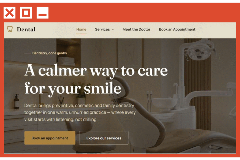 Modern dental clinic website template with Meet the Doctor section.