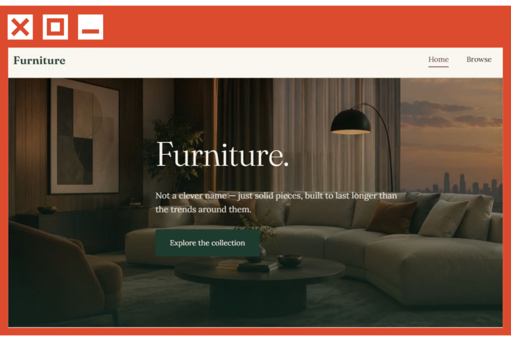 Modern furniture website template with browse section