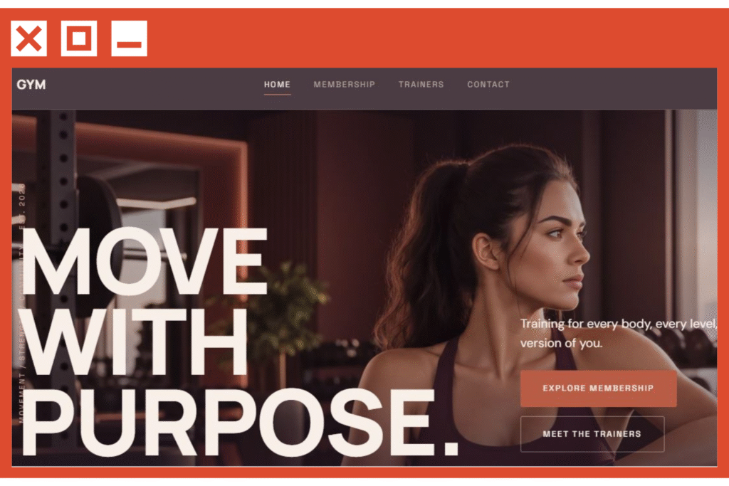 Responsive fitness website template with workout and trainers section.