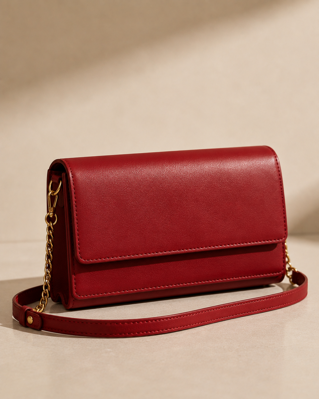 The Everyday Tote, rose leather handbag on a white table