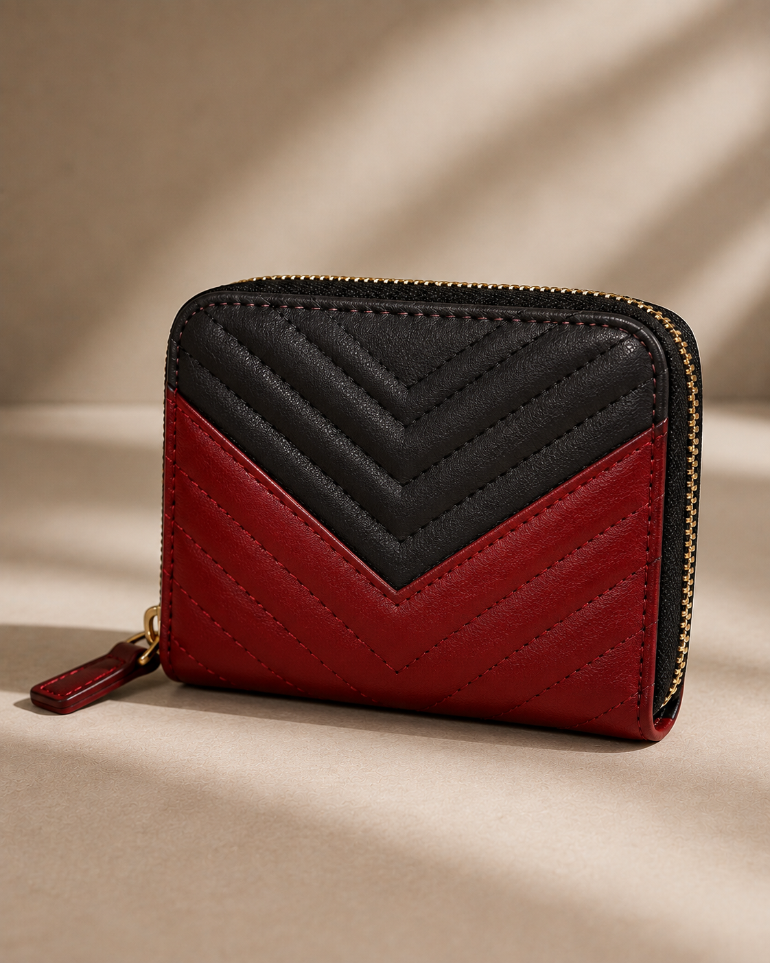 The Evening Pouch, black leather pouch on yellow background