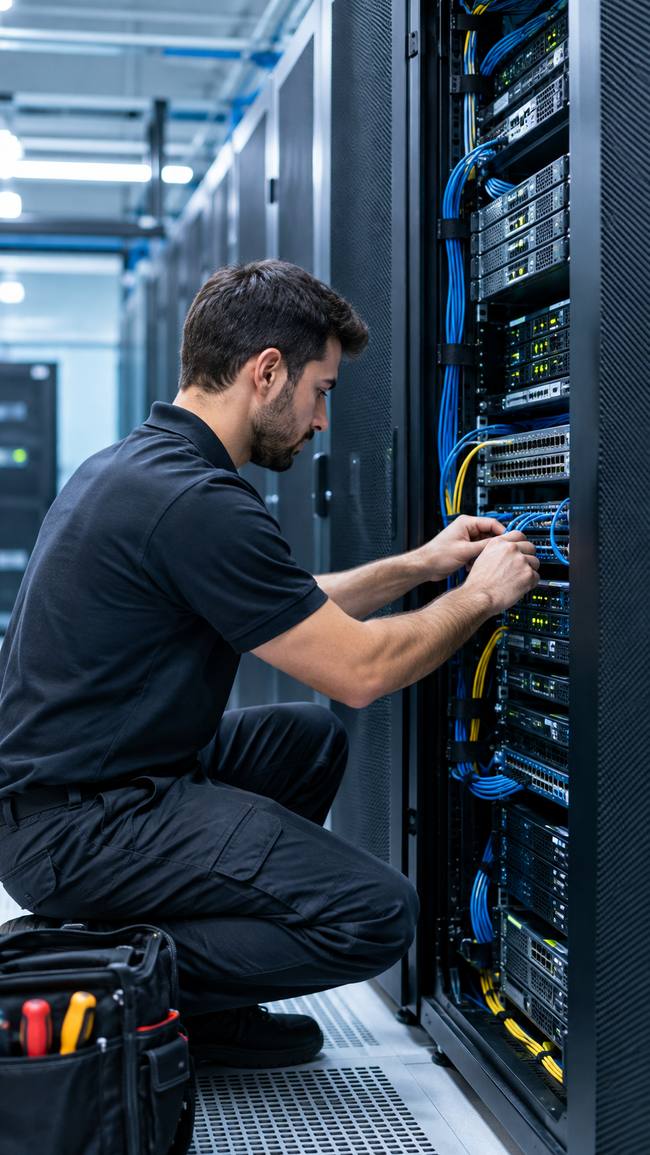 On-Demand IT technician repairing server equipment with hand tools