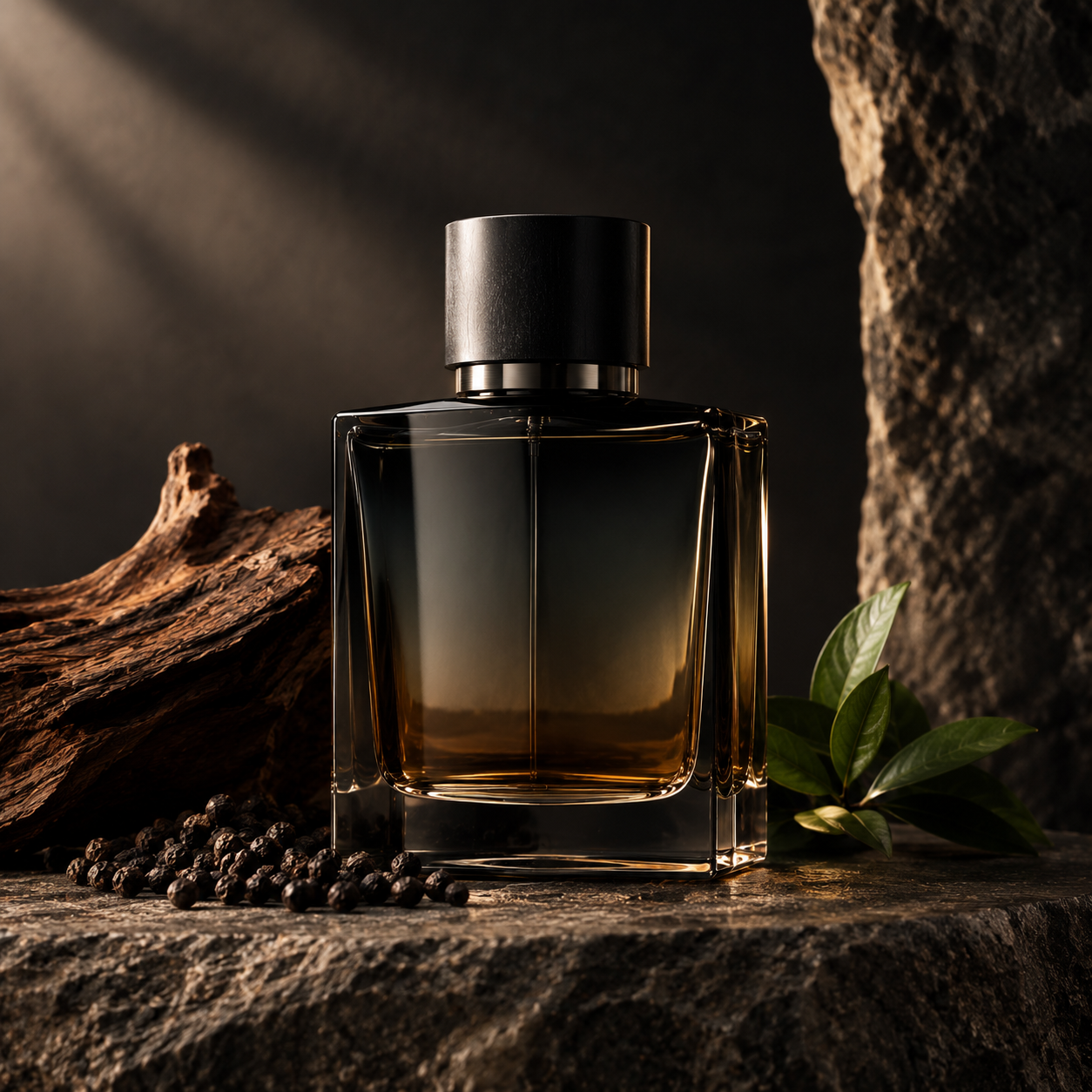 Cologne bottle beside a watch and bow tie
