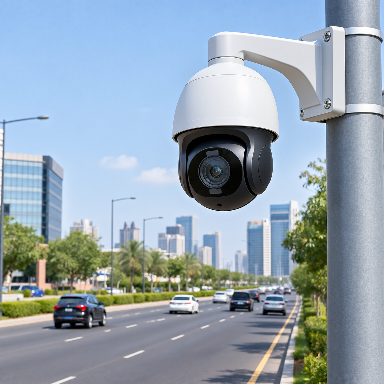 IP network camera mounted on a wall