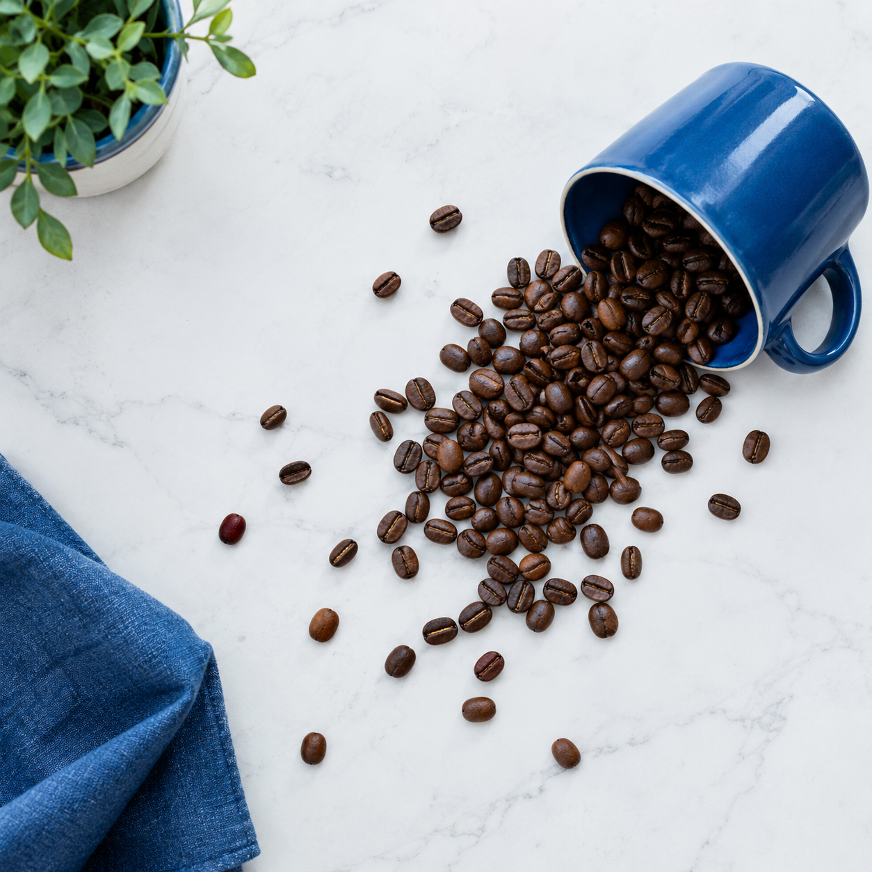 Espresso machine on a marble counter